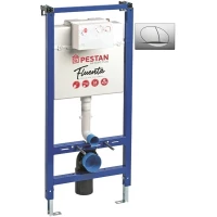 Инсталляция для унитаза Pestan Play 40006356 + 40006359 SET40006356PM с кнопкой смыва, матовый хром