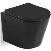 Унитаз подвесной Mira MR-B4836B безободковый, с сиденьем микролифт, черный глянец