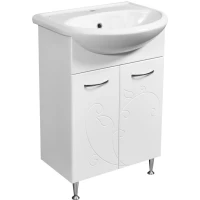 Тумба с раковиной белый глянец/белый матовый 55,5 см Stella Polar Фантазия SETSP-00000227/SD-00000065