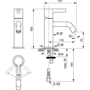 Изображение товара смеситель для раковины без донного клапана ideal standard joy bc776a5