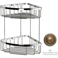 Полка для ванной Sanibano HL067/BR 20x20 см, угловая, двойная, бронза