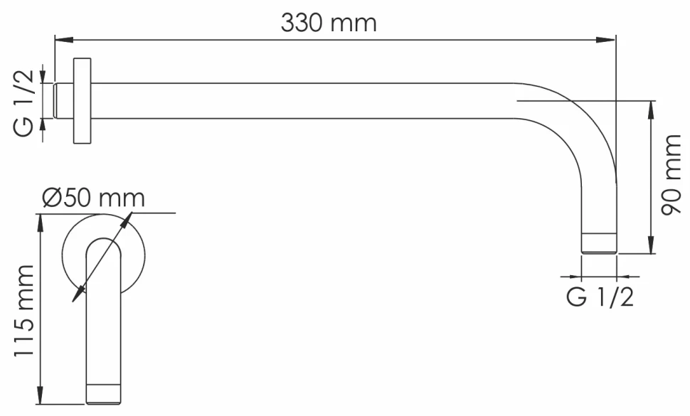 Кронштейн для верхнего душа 330 мм WasserKRAFT Asphe A338 - фото 2