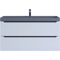 Тумба с раковиной Uperwood Tanos 3930421703 100 см, подвесная, белый матовый/графит матовый