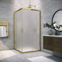 Душевой уголок Vegas Glass ZA TUR NOVO 90 09 10 90x90 см, профиль золотой, стекло сатин