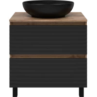 Тумба под раковину Brevita Dakota DAK-07070-19/02-2Я 70,4 см, напольная, со столешницей, черный матовый/дуб галифакс