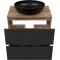Тумба под раковину Brevita Dakota DAK-07070-19/02-2Я 70,4 см, напольная, со столешницей, черный матовый/дуб галифакс - 3