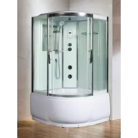 Душевая кабина WeltWasser Emmer 12055 10000003289 120x120x217 см, с крышей, гидромассажем, высокий поддон, профиль матовый хром, стекло прозрачное