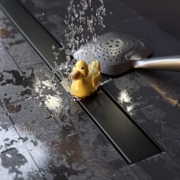 Душевой трап (лоток) Paini Klasik CH650KC 65 см, с решеткой, 2 в 1 под плитку, черный матовый