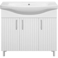 Тумба под раковину Misty Изео Э-Изе01095-021Н 92,8 см, напольная, белый глянец/белый матовый
