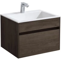 Тумба с раковиной темный дуб 60 см Vincea Chiara VMC-2C600RO + VCB-13600W