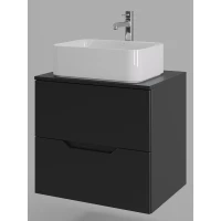 Тумба с раковиной Orange Line Li-60TubMDF+B02-460W 60,2 см, подвесная, со столешницей, черный матовый