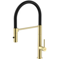 Смеситель для кухни Lemark Beluga LMF-8074B-BRLG с гибким изливом, светлое золото матовый