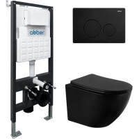 Комплект подвесной унитаз Abber Bequem AC1100MB + система инсталляции Abber AC0105 + AC0121MB