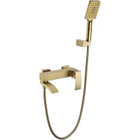 Смеситель для ванны Grocenberg GB8007MG с душевым гарнитуром, золотой матовый