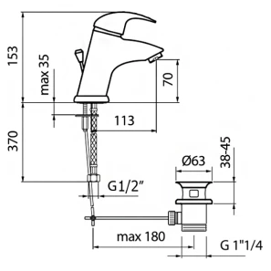 Изображение товара смеситель для раковины с донным клапаном webert sax sx830102015