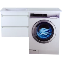 Тумба под раковину Misty Фостер Э-Фос01055-012Я 55 см, подвесная, над стиральной машиной, белый глянец/белый матовый