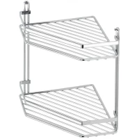Полка для ванной Tekno-tel ES075 19,5x19,5 см, угловая, двойная, хром