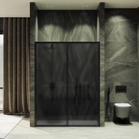 Душевая дверь MaybahGlass MGD-1288-6 120 см, профиль черный матовый, стекло графитовое матовое