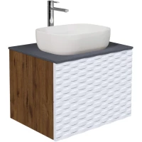 Тумба с раковиной дуб веллингтон/белый матовый 65 см Grossman Альба 106503 + GR-3020