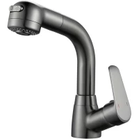Смеситель для раковины Raffine F291T с выдвижным изливом, оружейная сталь