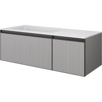 Тумба с раковиной Armadi Art Quatro Luna Fuga 790-M2-120-L-RIB-A + 793-120-W-A 121 см L, подвесная, серый матовый