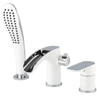 Смеситель на борт ванны Gappo G1148-8 с душевым гарнитуром, хром/белый