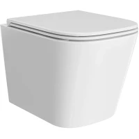 Унитаз подвесной Kerama Marazzi Cubo CU.wc.02 безободковый, с сиденьем микролифт, белый глянец