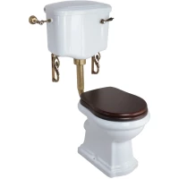Унитаз напольный Migliore Bella 31112 с низким бачком, белый, фурнитура бронза/белый