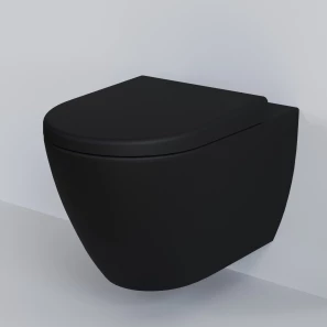 Изображение товара унитаз подвесной ambassador queen 113t20201r-112t20201 безободковый, с сиденьем микролифт, черный матовый