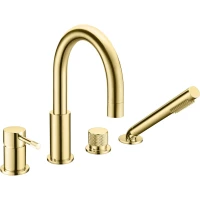 Смеситель на борт ванны Boheme Uno 460-G с душевым гарнитуром, золотой