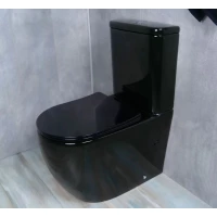 Унитаз-компакт GID Tr2177BL  безободковый, с сиденьем, черный глянец