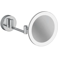 Зеркало косметическое Kludi Vela R 5899505W с 3x увеличением, настенное, с подсветкой, выключателем, хром