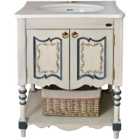 Тумба с раковиной слоновая кость синяя патина 75 см Atoll Флоренция