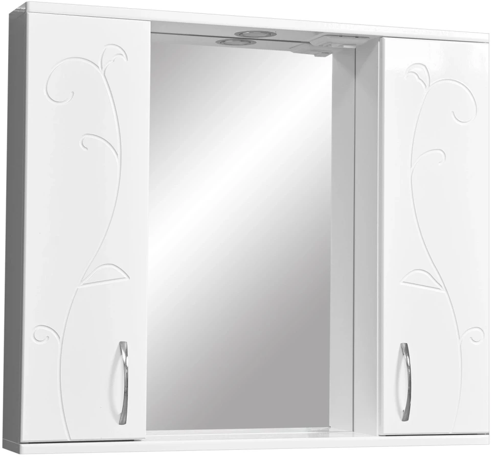 Зеркальный шкаф 80x70 см белый глянец/белый матовый Stella Polar Фантазия SP-00000226