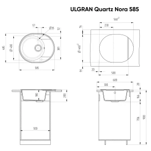 Изображение товара кухонная мойка ulgran лен nora 585-02