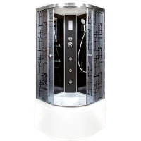 Душевая кабина 100x100x220 см Deto BM4510GM+ELBLACK матовое с прозрачным узором