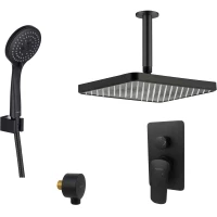 Душевой комплект Aquatek Вега AQ1073MB 305x205 мм, со смесителем, черный матовый