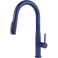 Смеситель для кухни Kaiser Vita 43344-20 с подключением к фильтру, выдвижным изливом, синий матовый