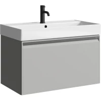 Тумба с раковиной Aqwella 5 Stars Pure PUR0108ST + 4610119205126 81 см, подвесная, серый туман матовый