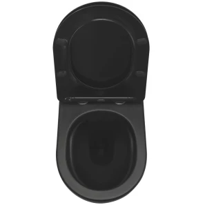 Изображение товара унитаз подвесной rea carlo mini rea-c8489 безободковый, с сиденьем микролифт, черный матовый