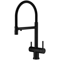 Смеситель для кухни Splenka S70.63.06 с подключением к фильтру, гибким изливом, черный матовый