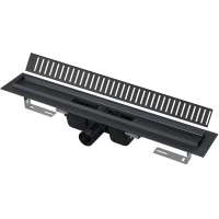 Душевой трап (лоток) AlcaPlast APZ1BLACK-750 + PURE-750BLACK 74,4 см, с решеткой, перфорированный, черный матовый