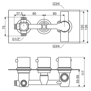 Изображение товара термостатический смеситель для ванны excellent suprema p arac.gr-az-34