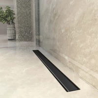 Душевой трап (лоток) Berges Optim Line Black 095506 60 см, с решеткой, 2 в 1 под плитку, черный матовый