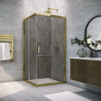 Душевой уголок Vegas Glass ZA TUR NOVO 85 09 07 85x85 см, профиль золотой, стекло графитовое