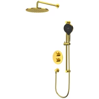 Душевой комплект Whitecross Y YSET09TOPGL 300 мм, с термостатом, золотой