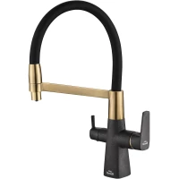 Смеситель для кухни Zorg SH 818-6 BLACK BR с подключением к фильтру, гибким изливом, бронза/черный