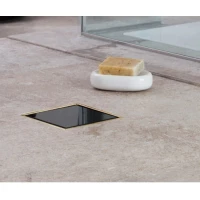 Душевой трап 94x94/50 мм золотой/черный глянец Pestan Confluo Standard Dry Black Glass Gold 3 13000174