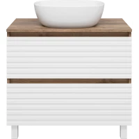 Тумба под раковину Brevita Dakota DAK-07080-19/01-2Я 80,4 см, со столешницей, напольная, белый матовый/дуб галифакс