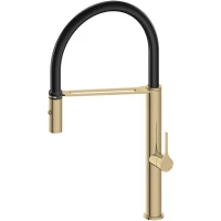 Смеситель для кухни Feramolli Eva Bella OS1924 с гибким изливом, золотой матовый